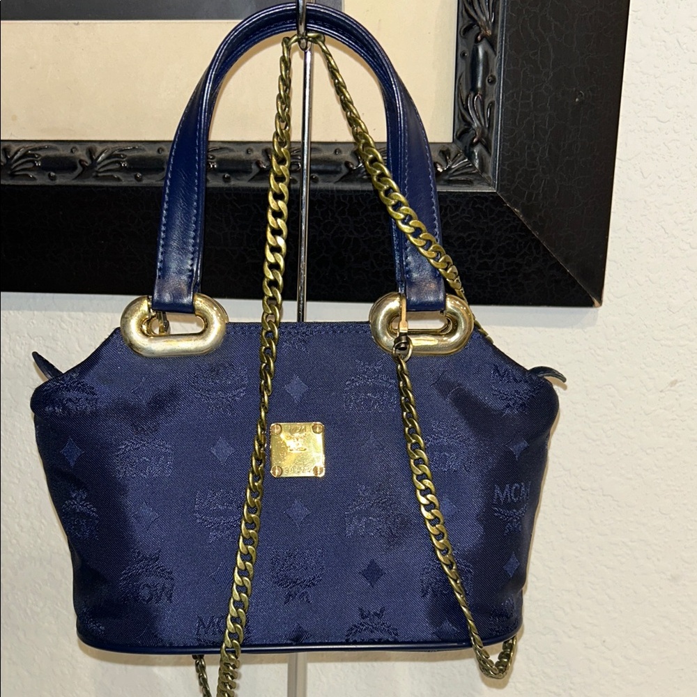 Authentic MCM viseto nylon Dark Blue Bag